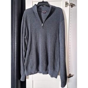 Michael Kors Mens Gray Waffle Knit Quarter Zip Pullover‎ Sweater Size L